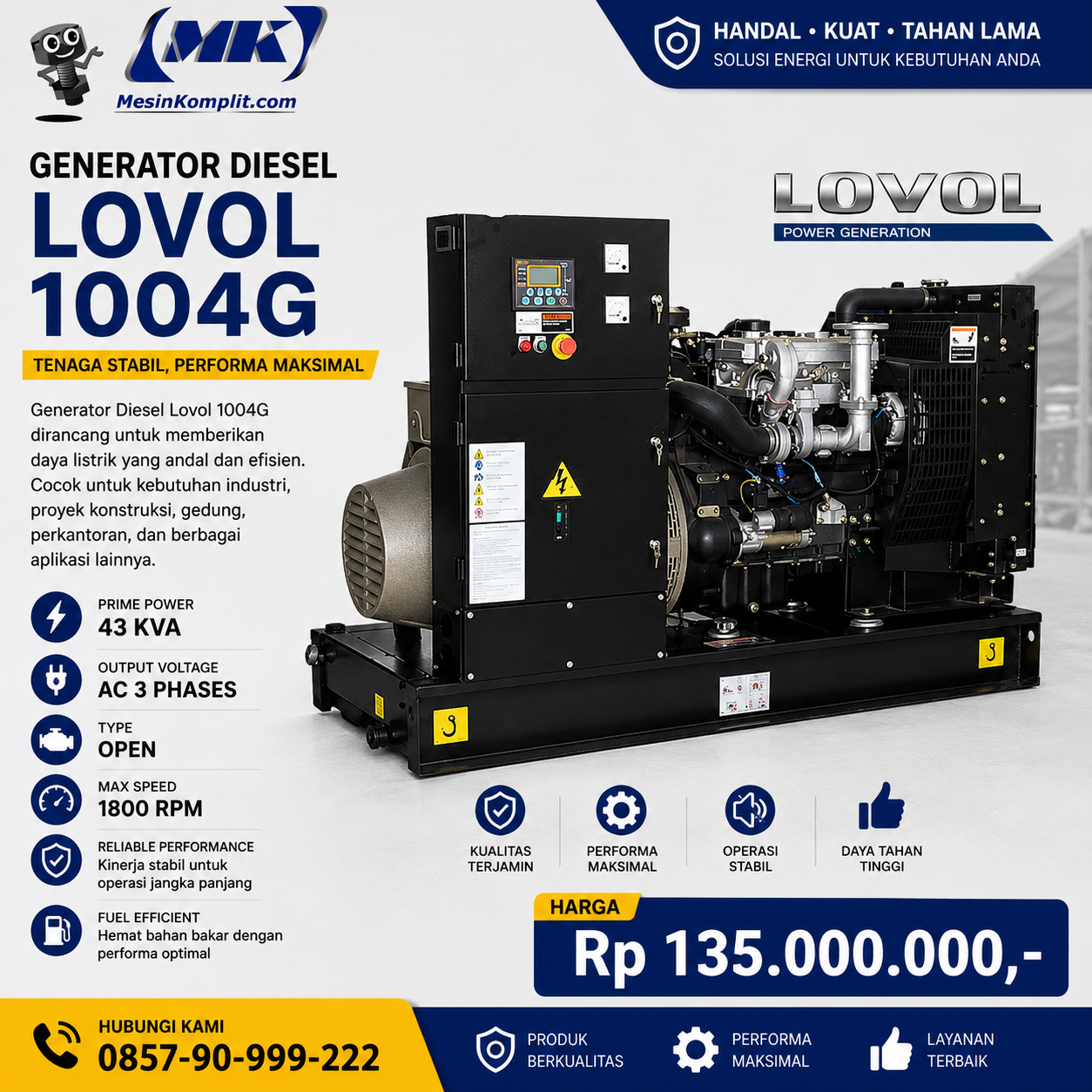 Genset Diesel Lovol 45KVA...